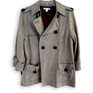 PENDLETON Brown & Cream Striped Buckle Sleeve Quarter Trench Coat